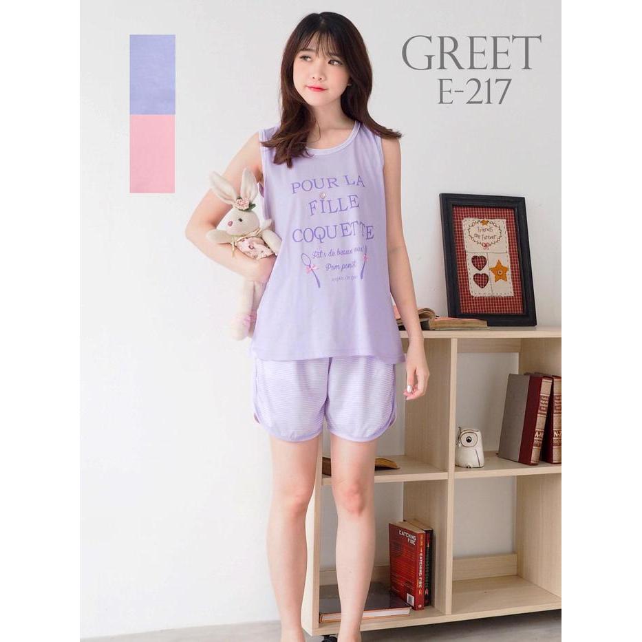 Greet Night Wear - Baju Tidur Kaos Katun Model : E-217 / Hb Terbaru