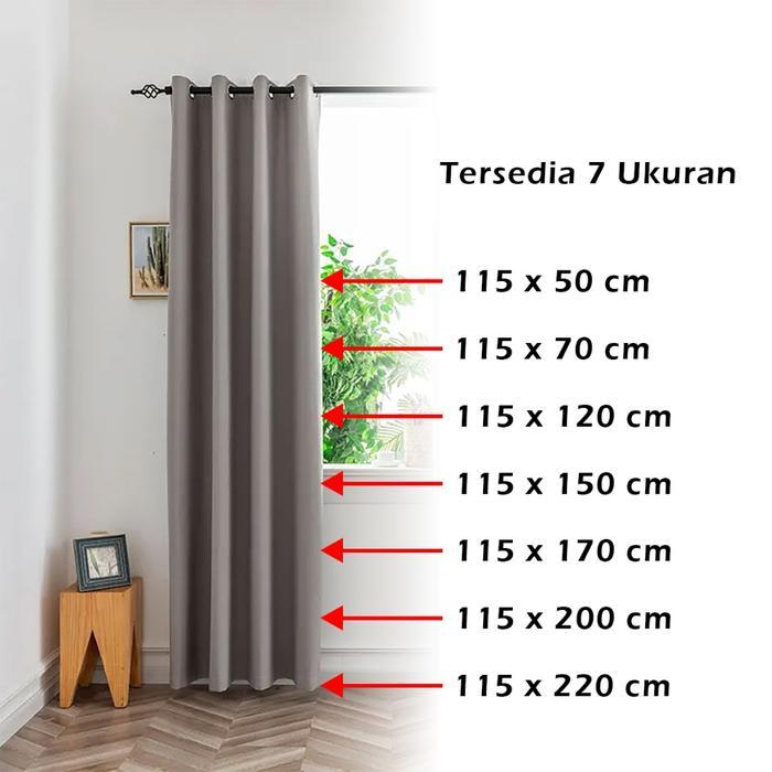 "New" Harga Murah Gorden Pintu Jendela Polos Embos Smokering Abu Coklat Biru Pink Ungu Putih