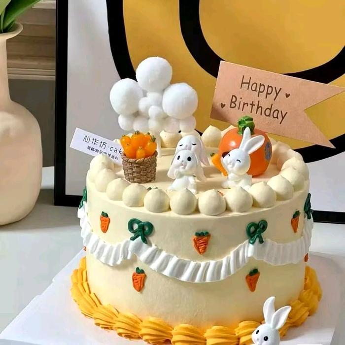 Pajangan Kue Ulang Tahun Kelinci Rabbit Bunny Carrot Wortel Cake Miniatur / Hiasan Kue Kelinci Set
