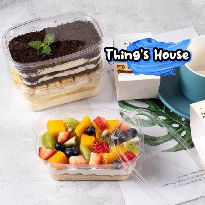 10Pcs - 300Ml Oval Dessert Box Mika Tempat Tiramisu Cake Es Buah Es Camput Teler