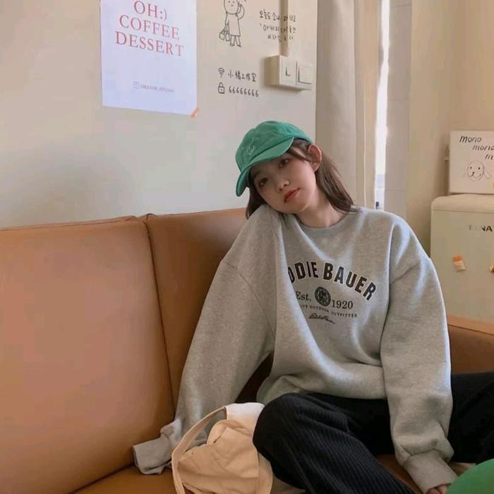 Premium Eddie Bauer Sweater Oversize Crewneck Oblong Wanita Original