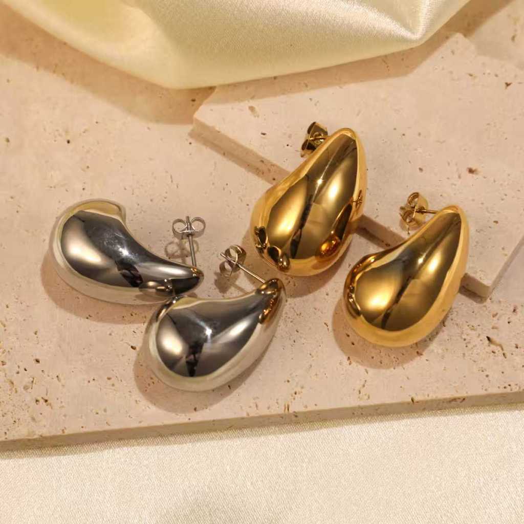925 Sterling Silver Glossy Water Drops Beanie Stud Earrings for Women S925 Earring Wedding Party