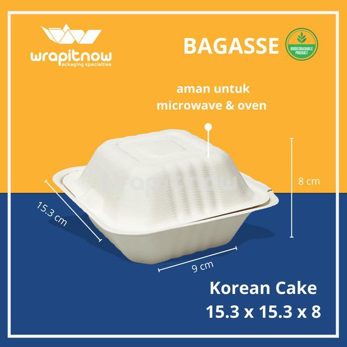 (20 Pcs) Bagasse Box Korean Cake Burger Coklat Packaging Kekinian Box 15x15x8.2