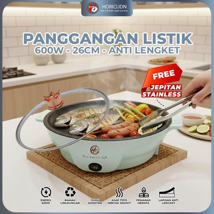 Panggangan Multifungsi BBQ Elektrik Panci Pemanggang Anti lengket Persegi Panjang Panci Panggang