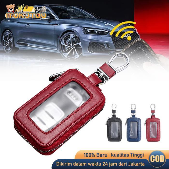 Dompet Kunci Remote Mobil Keyless Kulit Asli Tas Kunci Mobil Universal