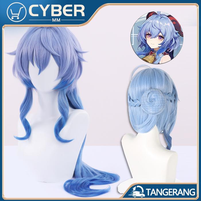 Wig Ganyu Genshin 45cm Wig Genshin Ganyu Wig Kualitas Tinggi