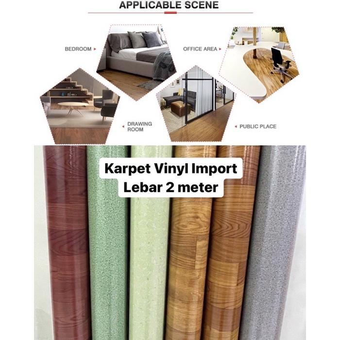 N3W KARPET VINYL LANTAI IMPORT MOTIF KAYU / MARMER LEBAR 2m 2 meter