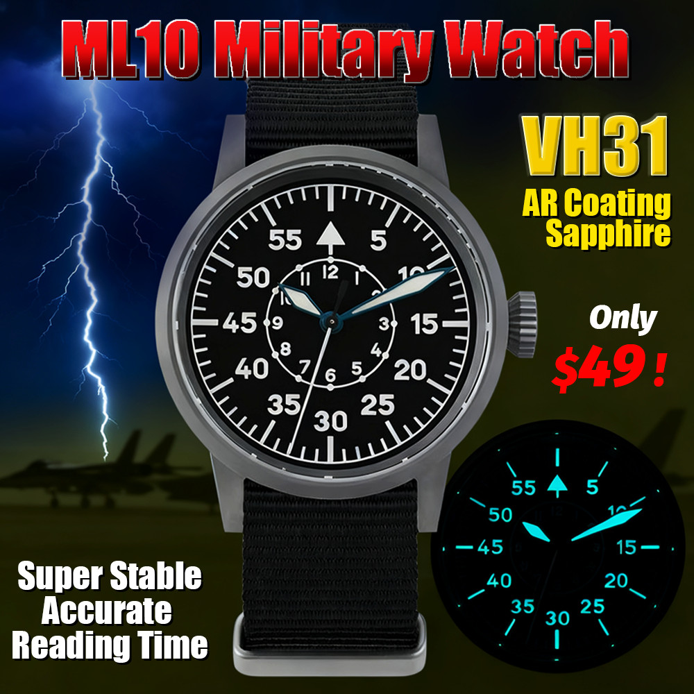Militado ML10 Quartz Watch VH31 Sweeping Second Movement Sapphire Crystal BGW9 Luminous 10Bar