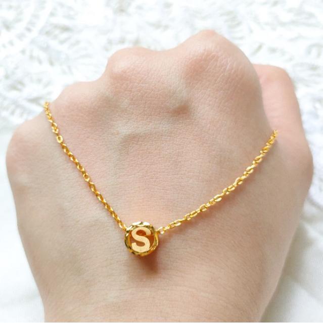 Set Kalung Nory dan Liontin Huruf S Elegant Emas Asli