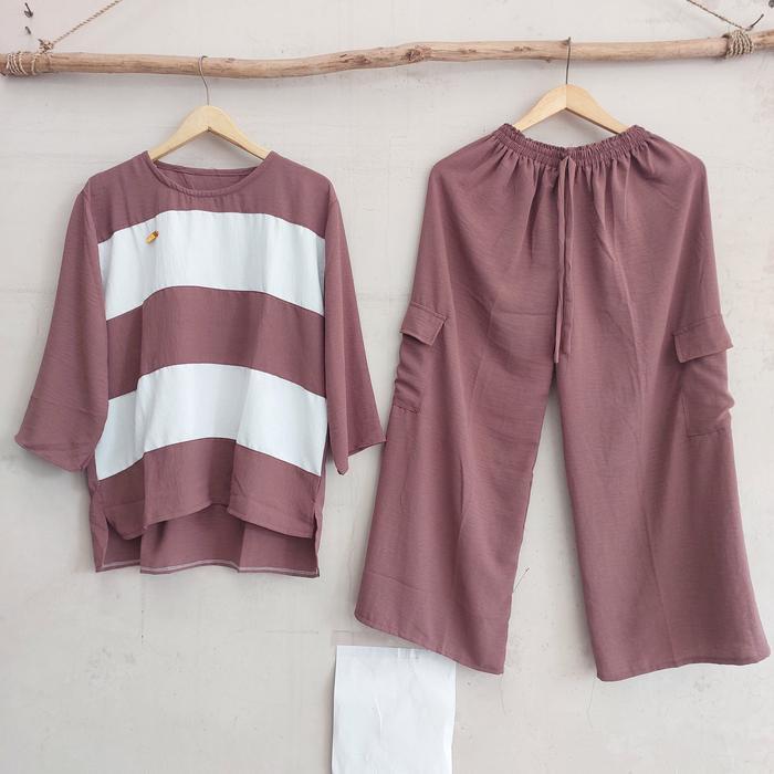 Setelan Blaster Celana Cargo - One Set Crinkle Airflow