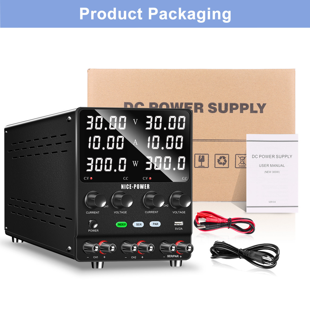 NICE-POWER Dual Output Lab Power Supply, 30V 10A Adjustable Switching Regulated Series (60V 10A)