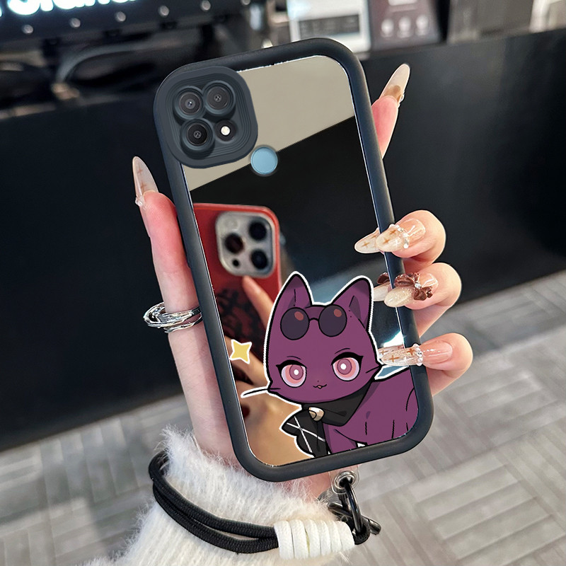 Casing Hp untuk OPPO A15 A15s A35 4G Case Casing kucing lucu pola Silikon Softcase Kasing HP tali ga