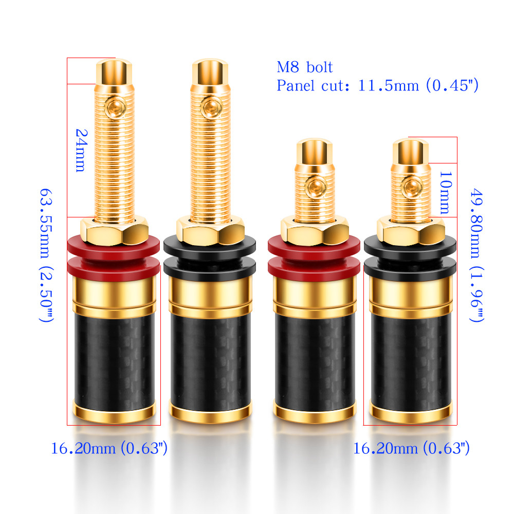 HIFI 4Pcs Gold/Rhodium Plated Copper Speaker Binding Post Female Banana Connector HIFI Audio AMP