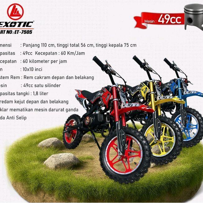 SEPEDA MOTOR BENSIN ANAK MINI TRAIL ET 7505 PMB UTX 601 / 701 - EXOTIC 7505