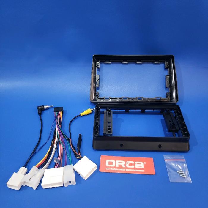 Frame head unit android 9 inch mobil calya sigra model slim merek orca