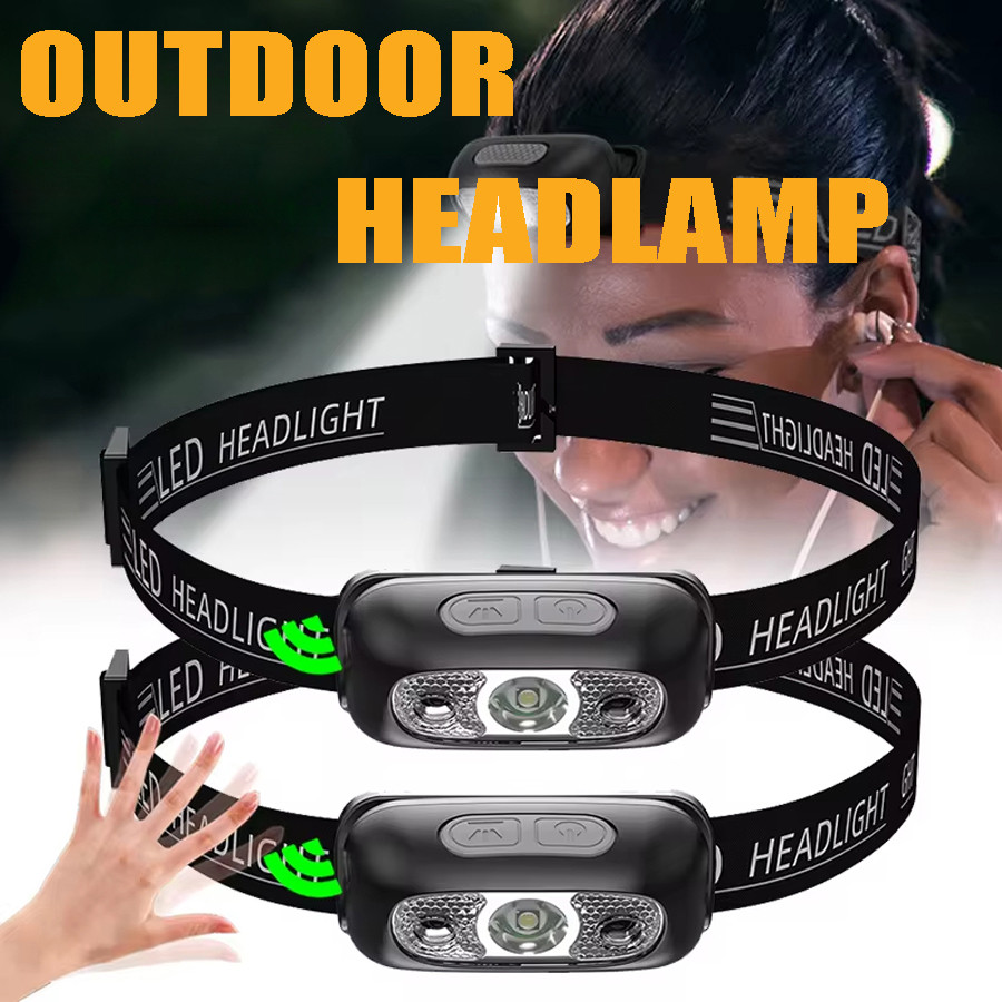 Light Headlamp Portable Led Sensor Headlamp Usb Rechargeable Head Flashlight Outdoor Camping Fishing
