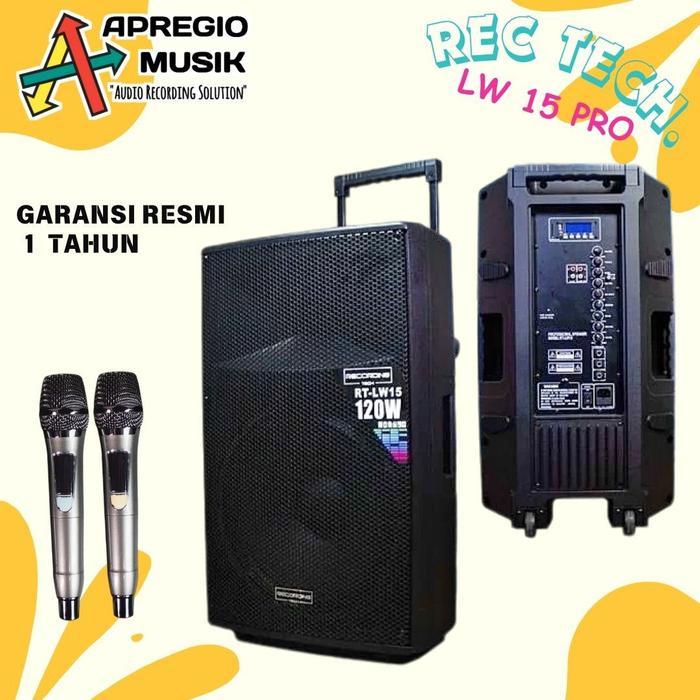 Recording Tech Rt Lw 15 Pro Rt Lw15 Pro Speaker Portabel 15 Inch With 2 Mic Wireless Terlaris