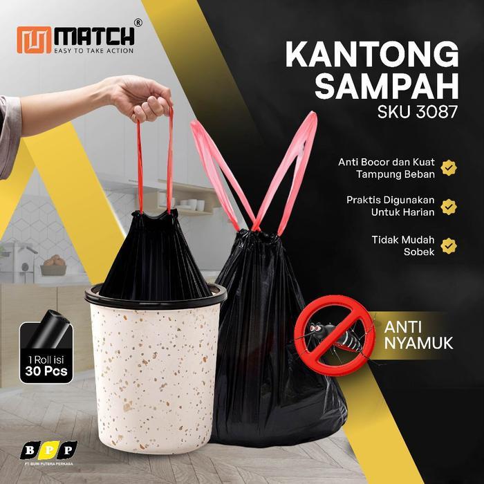 Plastik Sampah Kresek Sampah Karakter Dengan Tali Pengikat Roll isi 30pcs 43x45 MATCH Kantong Sampah