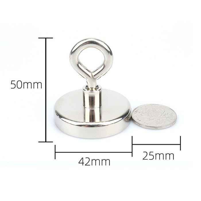 42mm 60kg Magnet Neodymium Strong Bulat Magnet Super Kuat Hook Bulat Alat Magnet Fishing