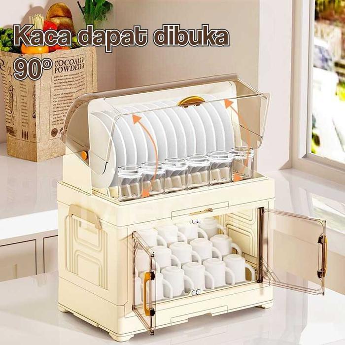 Terbaru Best Quality 100% Original Megam Rak Piring Tertutup Minimalis Dengan Tirisan Air Tempat