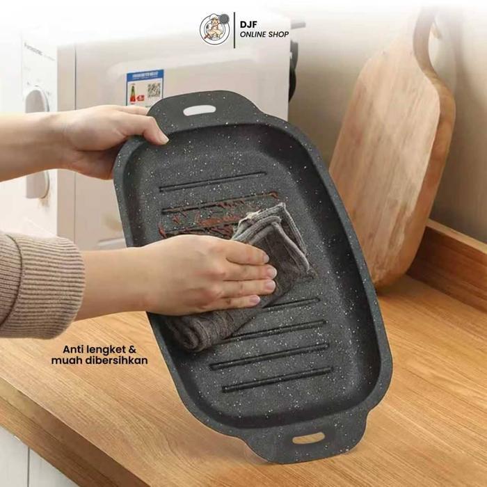 Bbq Grill Pan Anti Lengket Premium 3 Ukuran Wajan Panggang Daging Steak Sosis Ikan Wajan Panggang