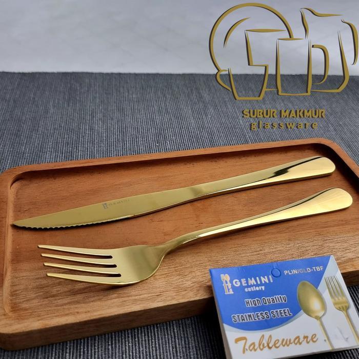 [6 Pcs] Pisau Steak Emas Tebal Hotel Stainless Steel Gold Steak Knife Terpercaya