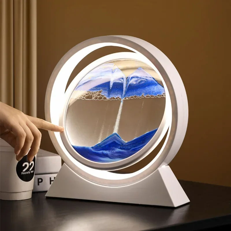 Sandscape Kinetic Sand Art Picture Quicksand Table Lamp Dynamic Liquid Hourglass Moving Sand