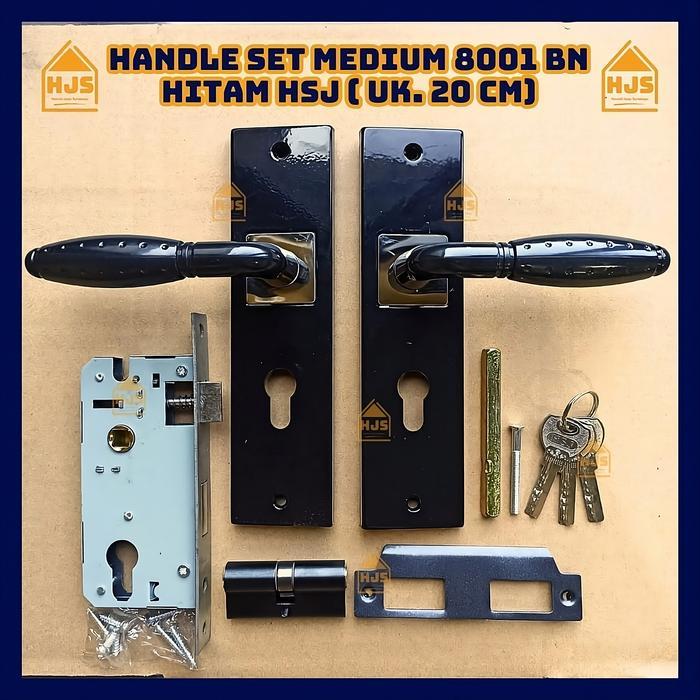"New" Handle set Pintu Tanggung / Medium 20cm handle pintu Kotak HSJ 8001 BN / handle pintu