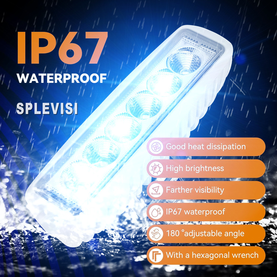 2Pack White 18W LED Light Pods Navigation Lights Marine Spreader Deck/Mast lights Flood Light Bar