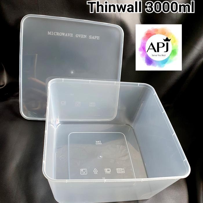 Thinwall Square 3000ml / Kotak Makan Plastik 3000ml / Kotak Plastik Ju