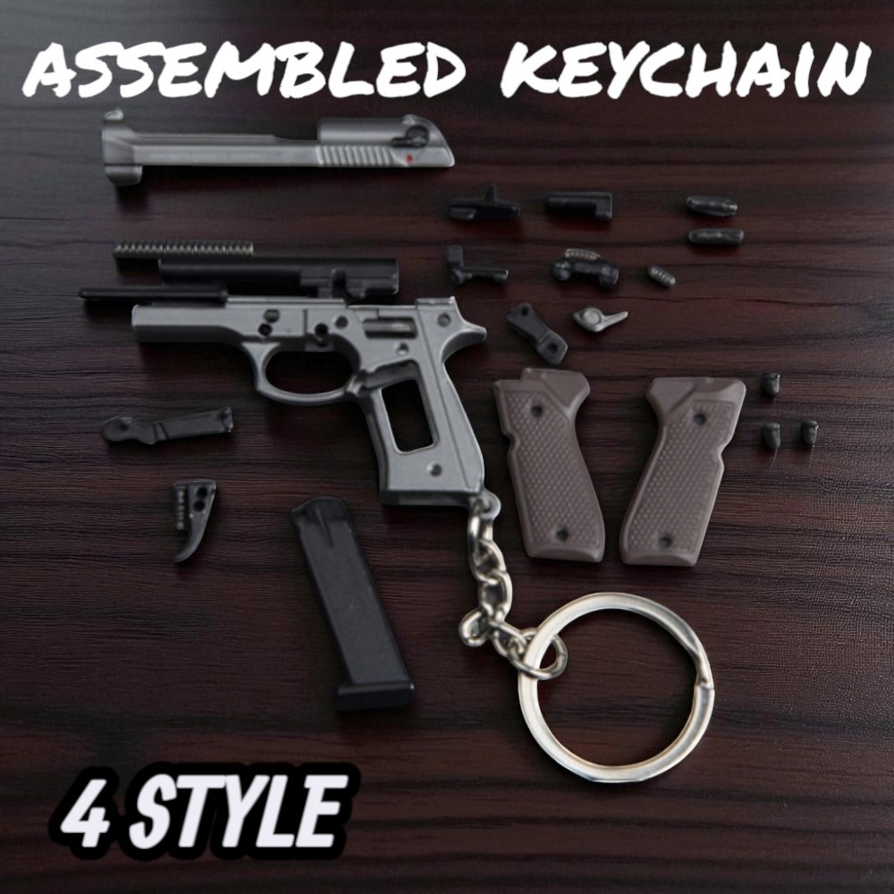 2025 Tactical Pistol Keychain - 1:4 Alloy Gun Model with Tassels & Clear Cover, Sporty Keyring Bag