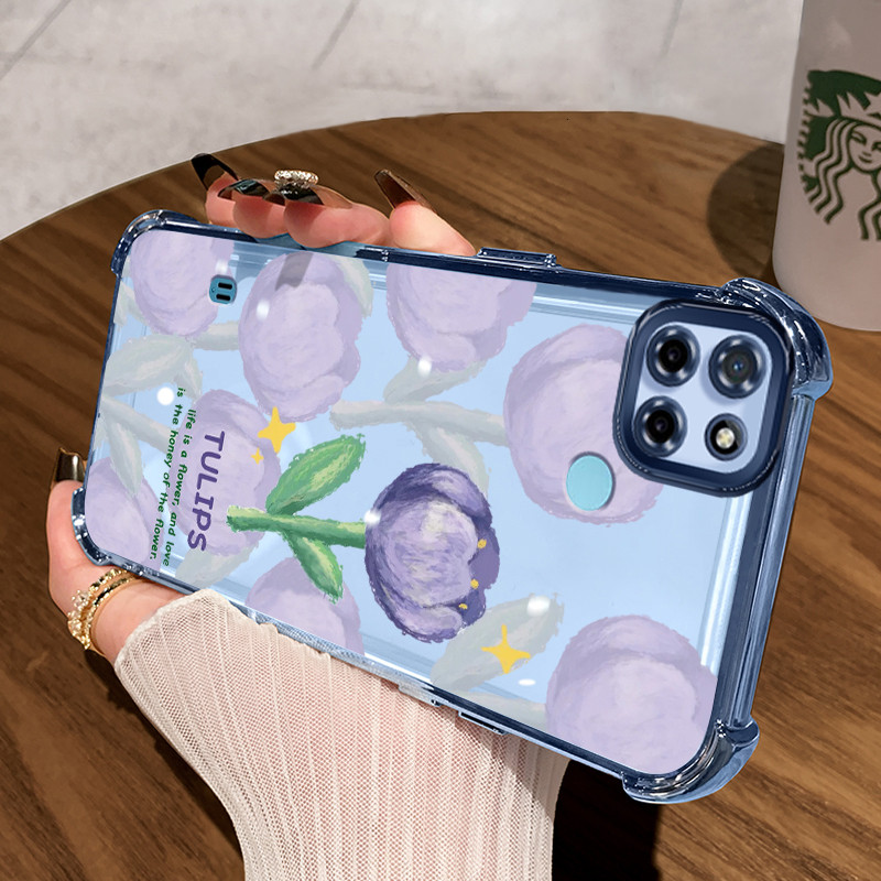 Casing Hp untuk Realme C21Y Realme C25Y C21 C15 Case Casing Tulip Graffiti bola pola Cesing HP Kesin