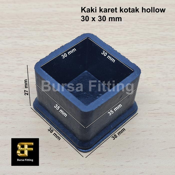 Kaki karet kotak 30 x 30 / alas kaki meja kursi / karet hollow