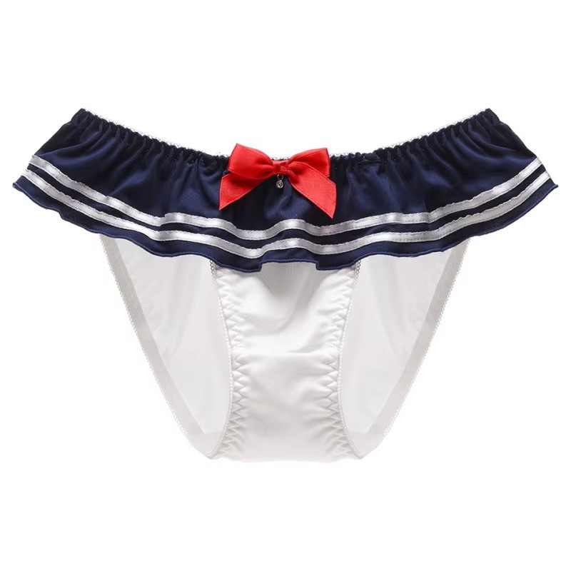 Japanese Navy Style Cartoon College Cosplay Milk Silk Underwear Bow Sexy Cute Lovely Women's Panties