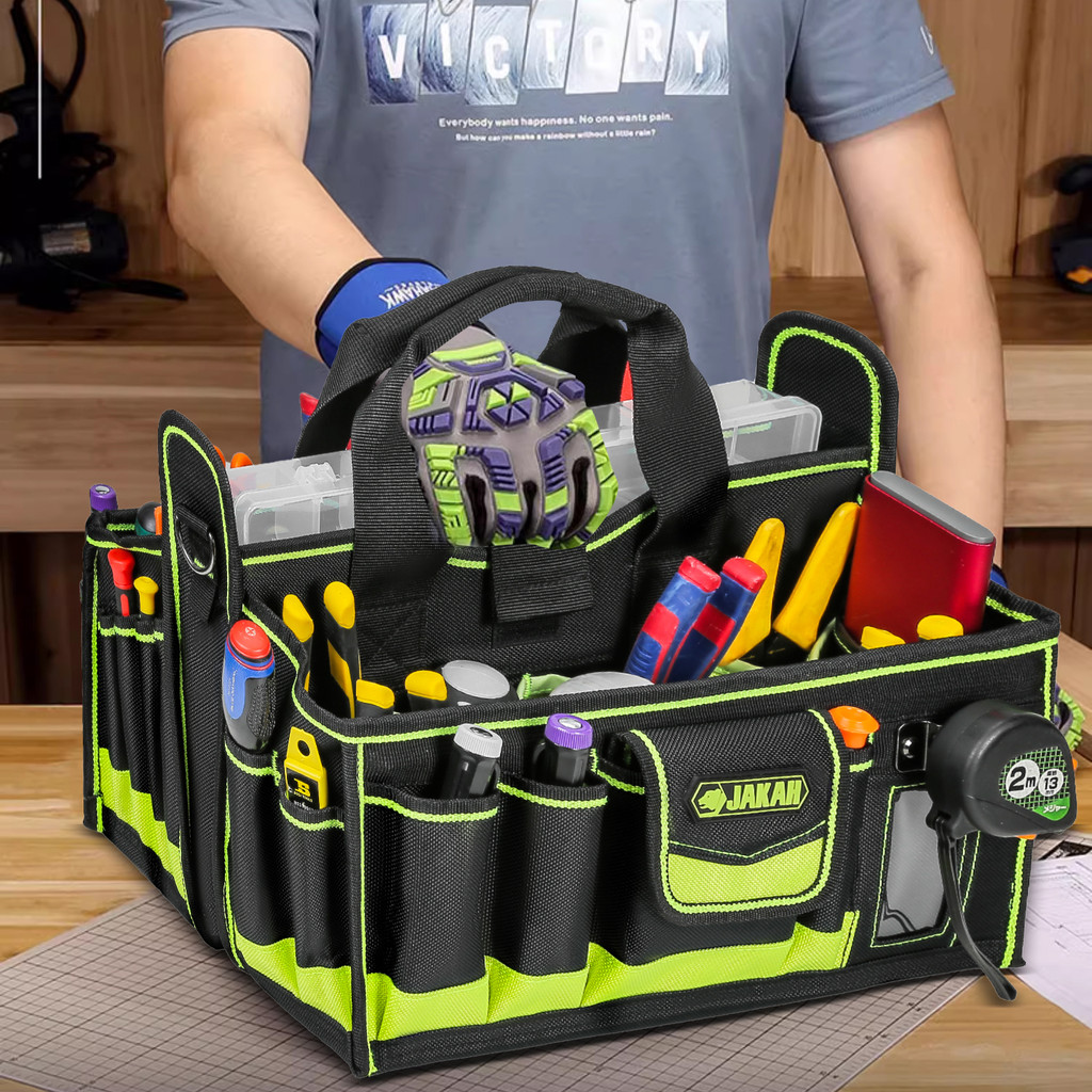 40-POCKETS Tool Tote, Tool Bag Organizer, Electrician Tool Bag, HVAC Tool Bag, Tool Caddy, Tool Bags