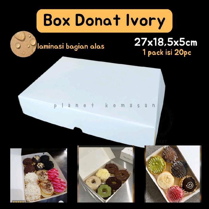 [Isi 20pc] Box Donat putih polos isi 20pc / box donat ivory / box donut isi 6 12 / box 27x18x5