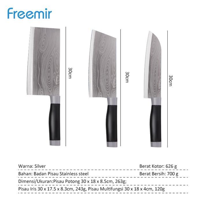 Freemir Set Pisau 3 Pcs Daging Tajam Set Pisau Dapur Anti Lengket