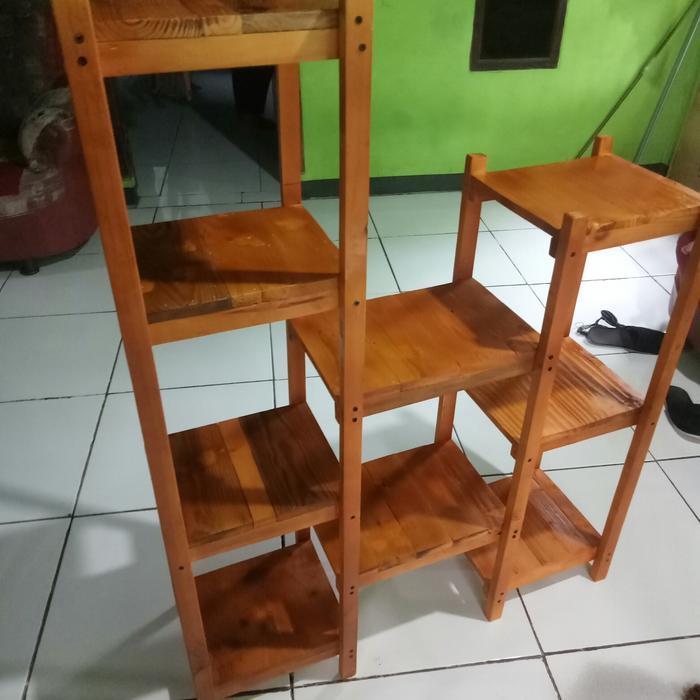 rak hiasan ruang tamu kayu/rak tanaman/rak kayu jati belandaa