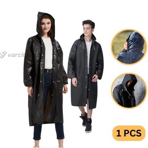 Jas Hujan Jubah Rok Poncho Dewasa Ringan Lentur Dengan Topi Jas Hujan Ev4