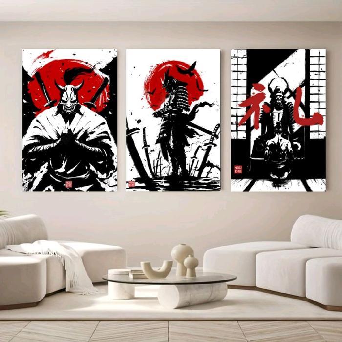 Hiasan Dinding Gambar Samurai Jepang Ukuran 47x31 cm Poster Vintage
