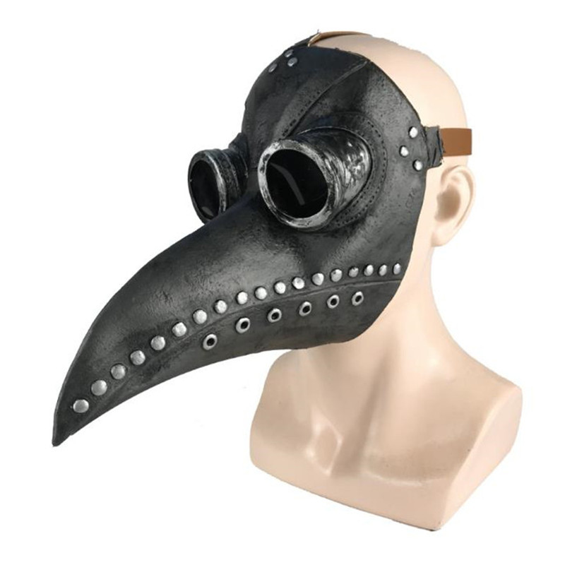 Halloween Black Rubber Plague Doctor Mask Long Nose Bird Beek Steampunk Gas Latex Face Mask Cosplay