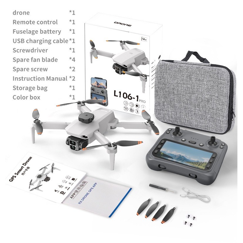 L106-1 PRO Max GPS Professional Drone 4K HD Camera Screen Remote 5G WIFI 3KM EIS Obstacle Avoidance