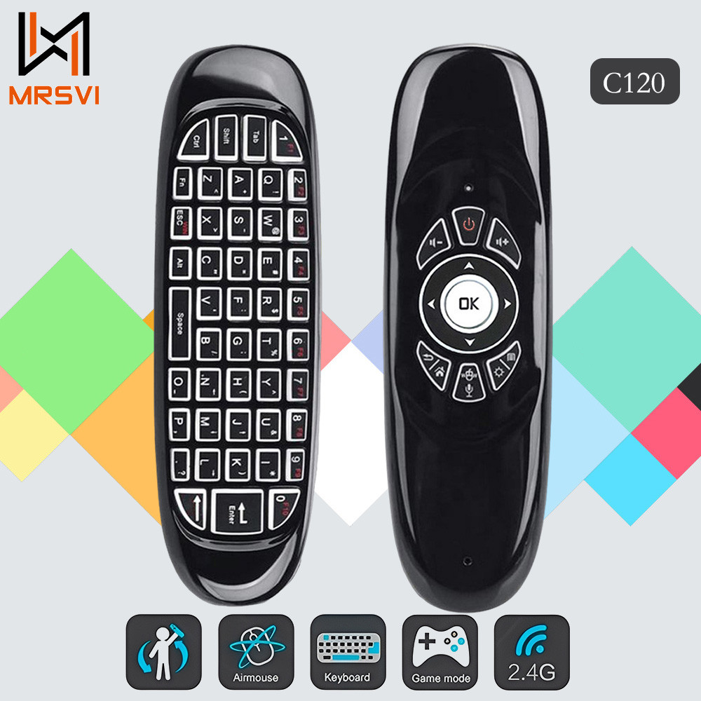 MRSVI C120 Air Mouse Voice Remote Control 2.4G RF 7 Color Backlight Gyroscope Wireless Keyboard for