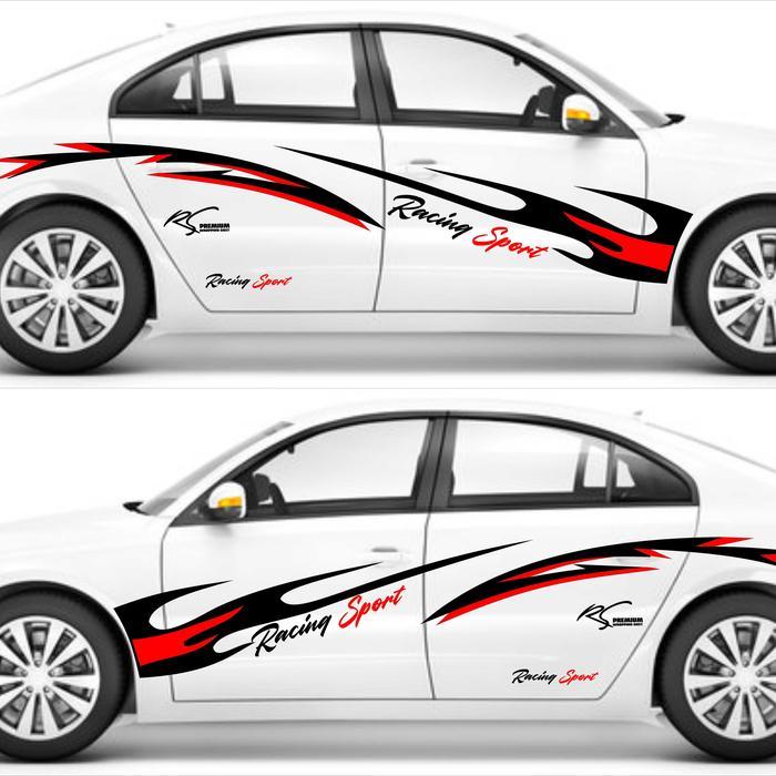 0301 Stiker Striping Tribal Racing Sport Stiker Mobil Sedan Vios Honda City Civic Corolla