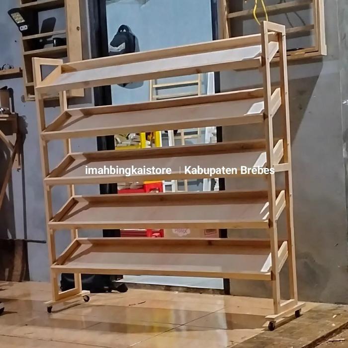 Rak Display Sayur Rak Miring Rak Kayu Rak Donat Jati