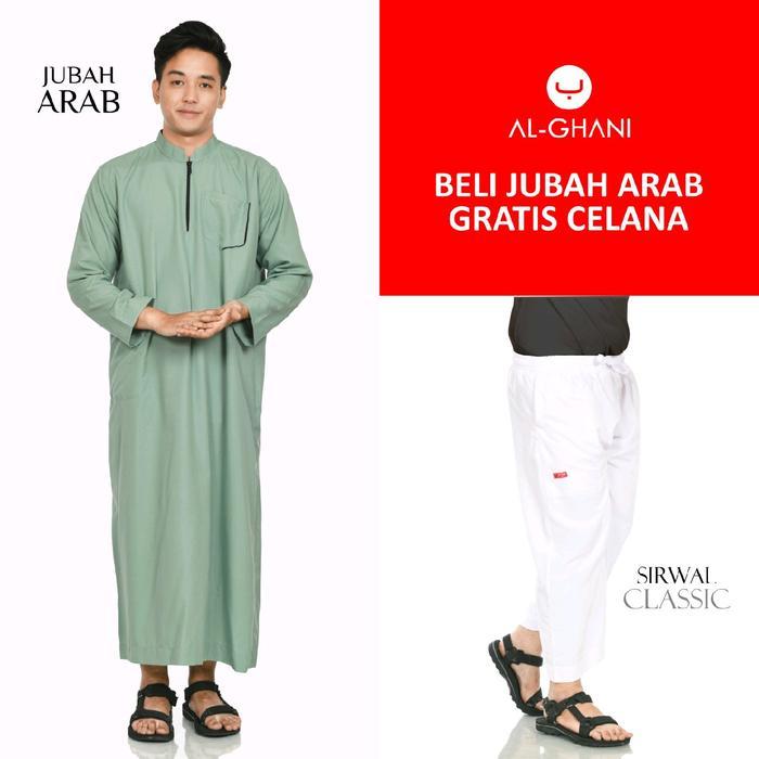 jubah gamis arab pria gratis celana bahan katun soft