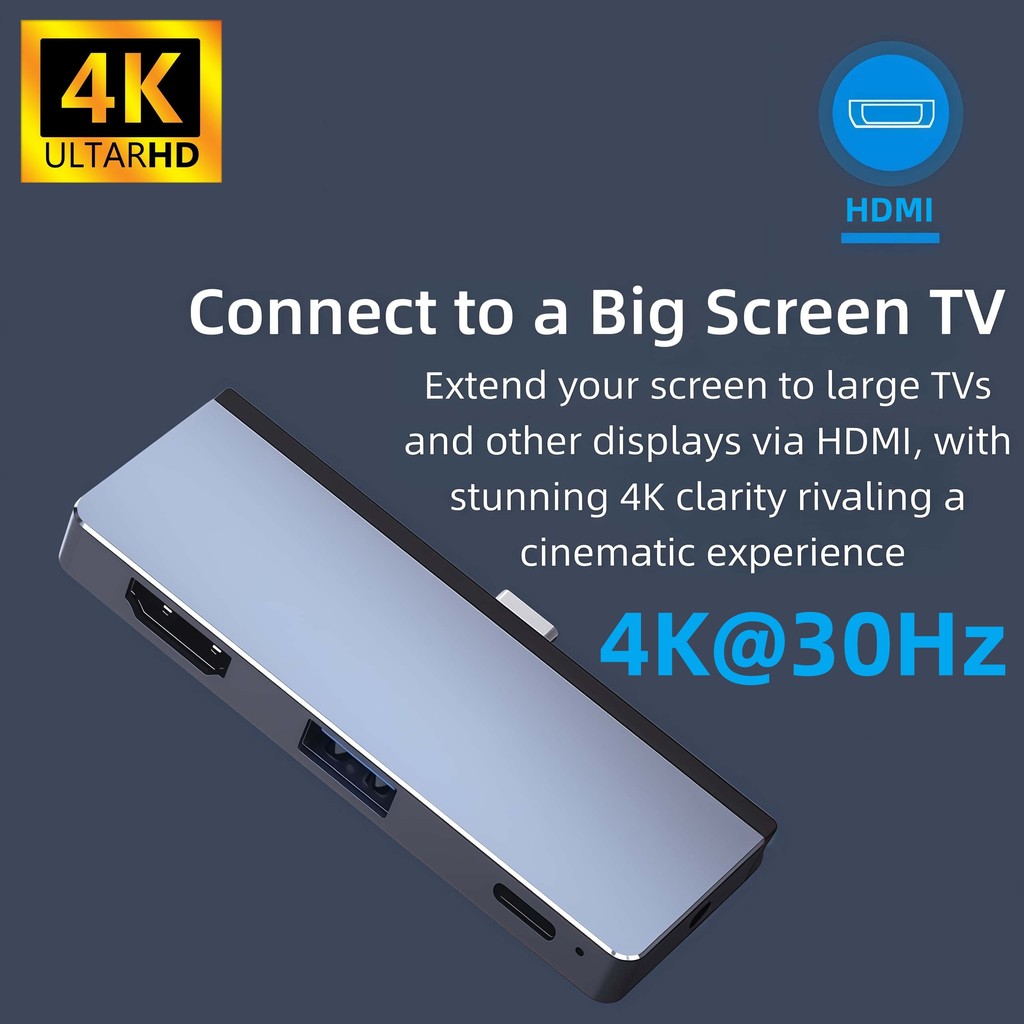 USB Hub 3.0 Powered 5Gbps 4 in 1 PD100W USB C to 4K HDMI Audio Jack Type C Splitter Adapter Docking