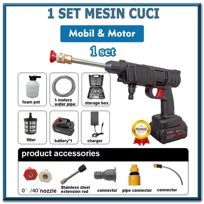 Alat Steam Mesin Semprotan Air Cuci Motor Mobil Jet Cleaner High Pressure 1 Set Lengkap COD