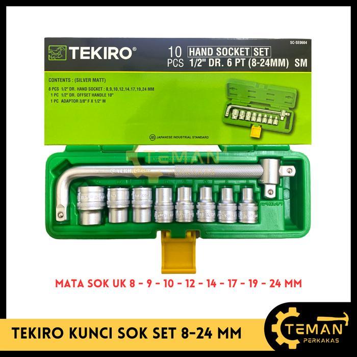 Kunci Sok 10 Pcs TEKIRO / Mata Sok 1/2" Socket Wrench Set 8-24 MM