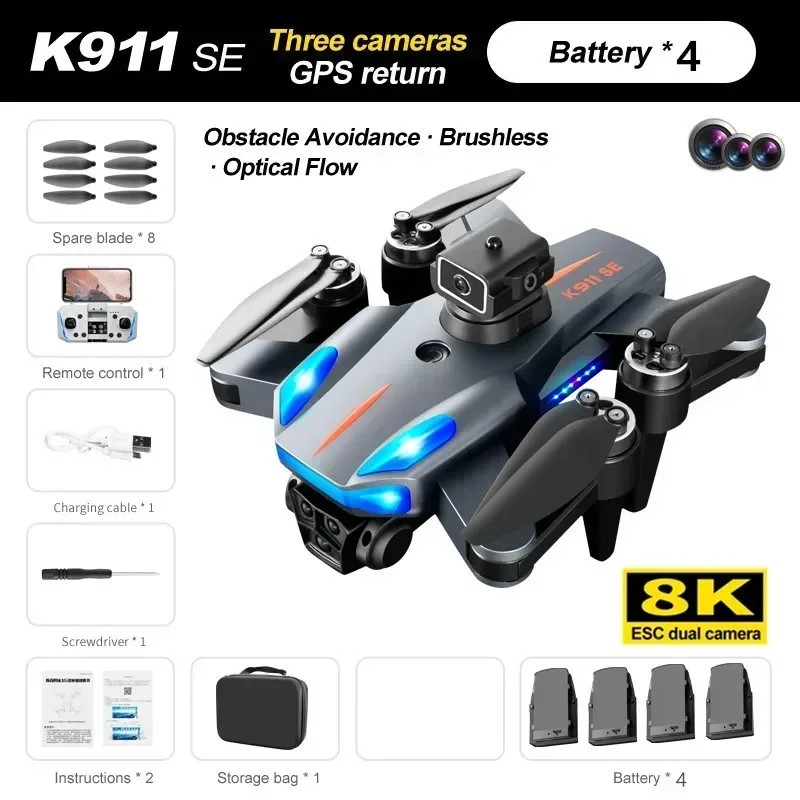 K911 Drone Professional GPS 8K HD Aviation Dual Mode Vehicle UAV Photography Brushless Motor